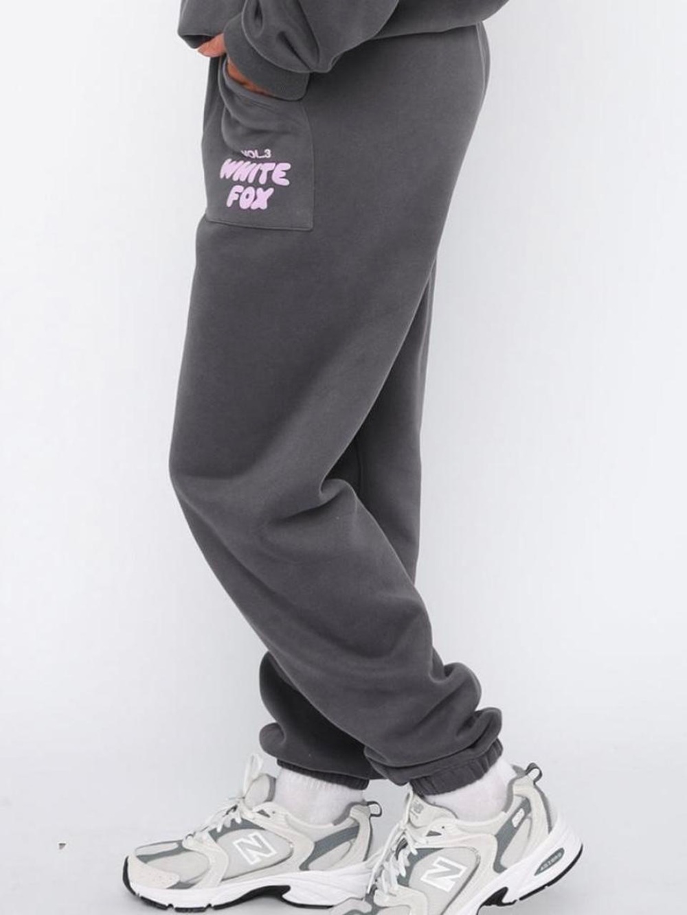 White Fox Boutique Gray Sweatpants with Pink Logo - Picture 2 of 4
